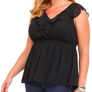 Torrid - Black ruffle chiffon babydoll blouse